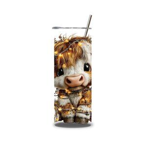Highland Cow Christmas Lights Tumbler